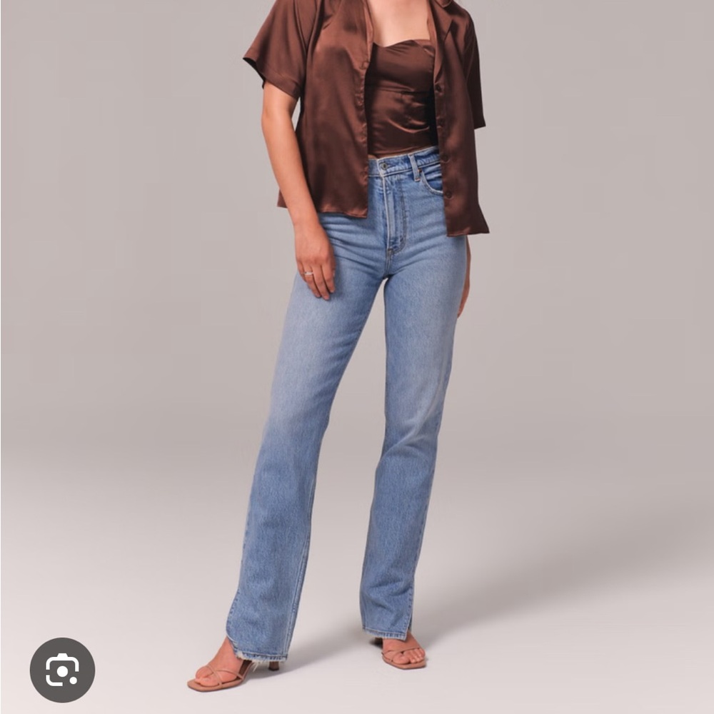 Abercrombie & Fitch Ultra High Rise 90s Straight Split Hem Sz 27
